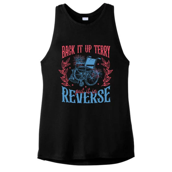 Back It Up Terry Put In Reverse 4th Of July Ladies Tri-Blend Wicking Tank