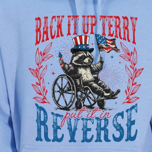 Back It Up Terry Put It In Reverse Funny Racoon 4th Of July Unisex Surf Hoodie