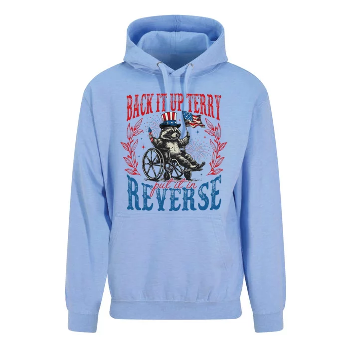 Back It Up Terry Put It In Reverse Funny Racoon 4th Of July Unisex Surf Hoodie