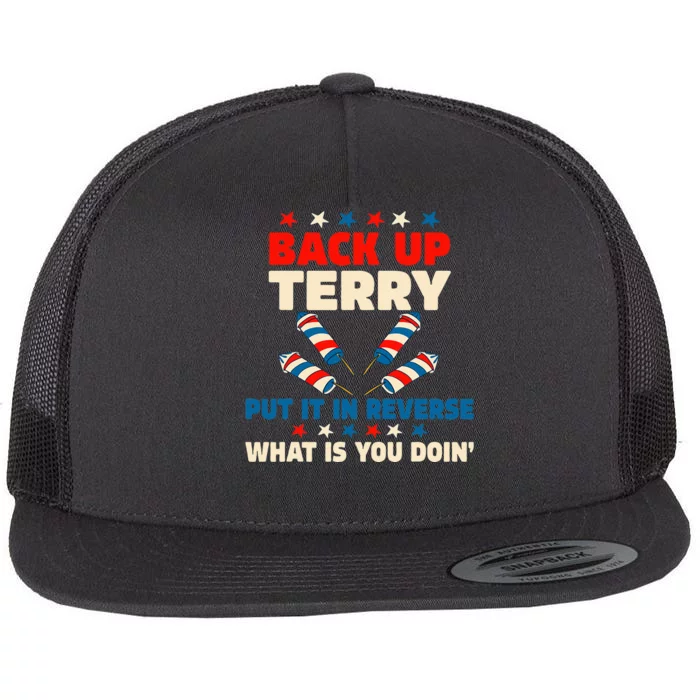 Back it Up Terry Put It In Reverse July 4th Fireworks Terry Flat Bill Trucker Hat