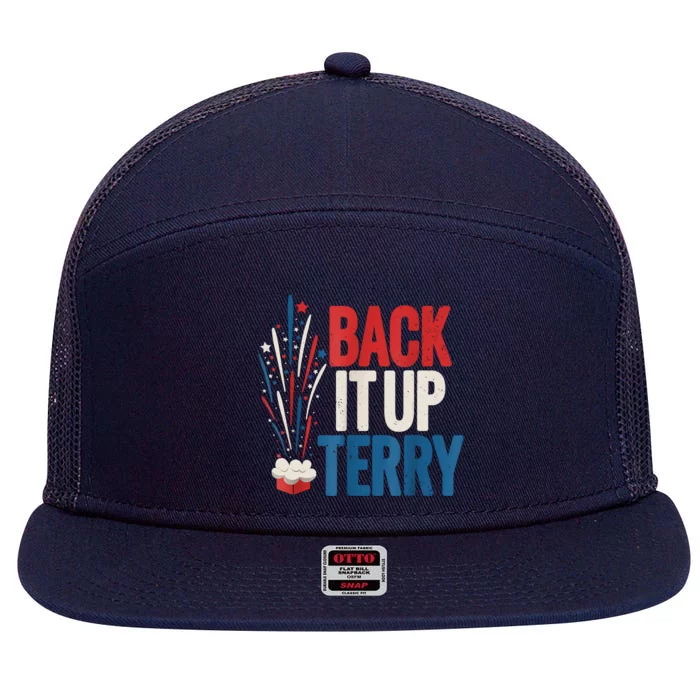 Back It Up Terry Funny Vintage 4th Of July Fireworks 7 Panel Mesh Trucker Snapback Hat