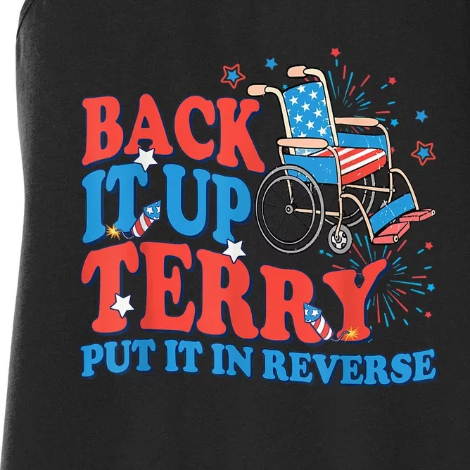 Back It Up Terry Put It In Reverse 4th Of July Fireworks Women's Racerback Tank