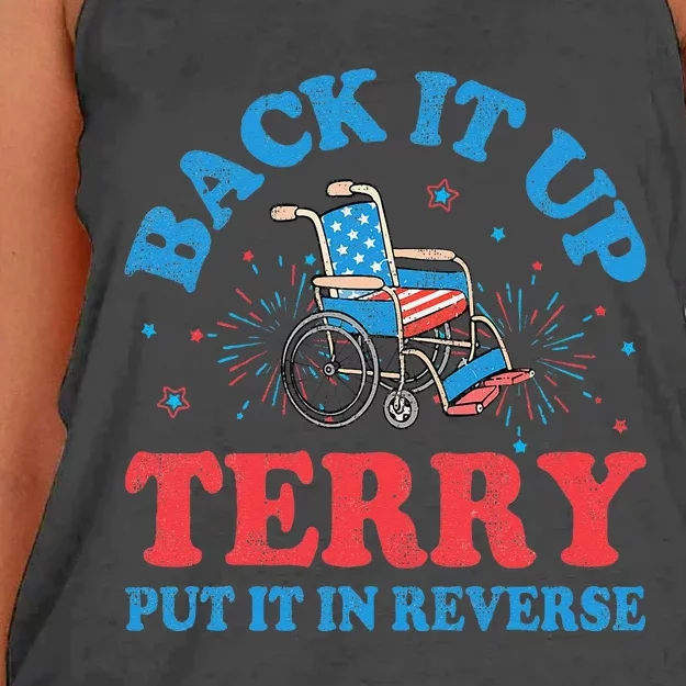 Back It Up Terry Put It In Reverse 4th Of July Fireworks Women's Knotted Racerback Tank