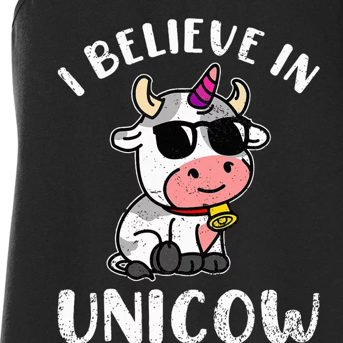 Believe In Unicow Dairy Farmer Cattle Rancher Women's Racerback Tank