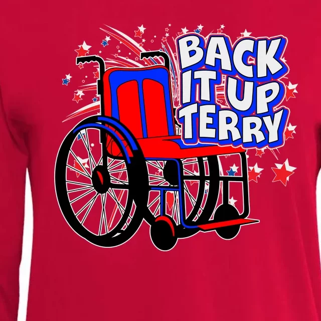 Back It Up Terry Fireworks Wheelchair Womens Cotton Relaxed Long Sleeve T-Shirt