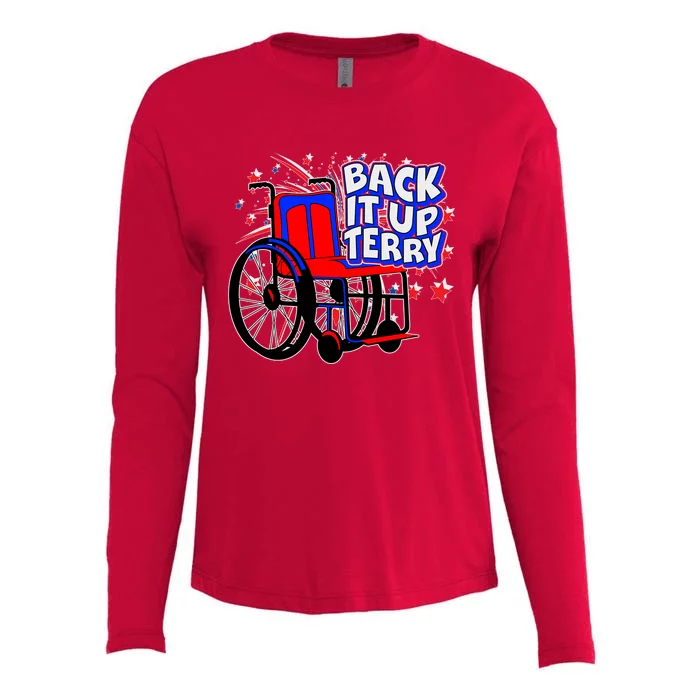 Back It Up Terry Fireworks Wheelchair Womens Cotton Relaxed Long Sleeve T-Shirt