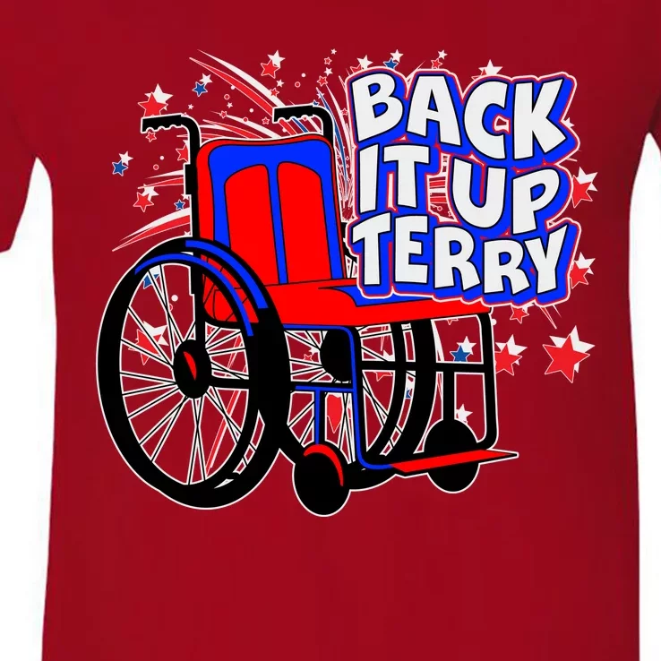 Back It Up Terry Fireworks Wheelchair V-Neck T-Shirt