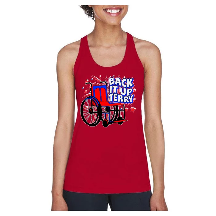 Back It Up Terry Fireworks Wheelchair Women's Racerback Tank