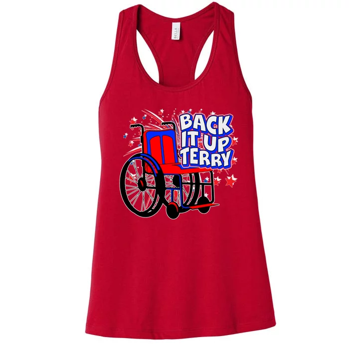 Back It Up Terry Fireworks Wheelchair Women's Racerback Tank