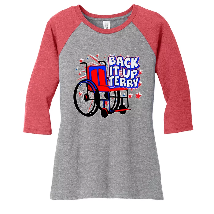 Back It Up Terry Fireworks Wheelchair Women's Tri-Blend 3/4-Sleeve Raglan Shirt