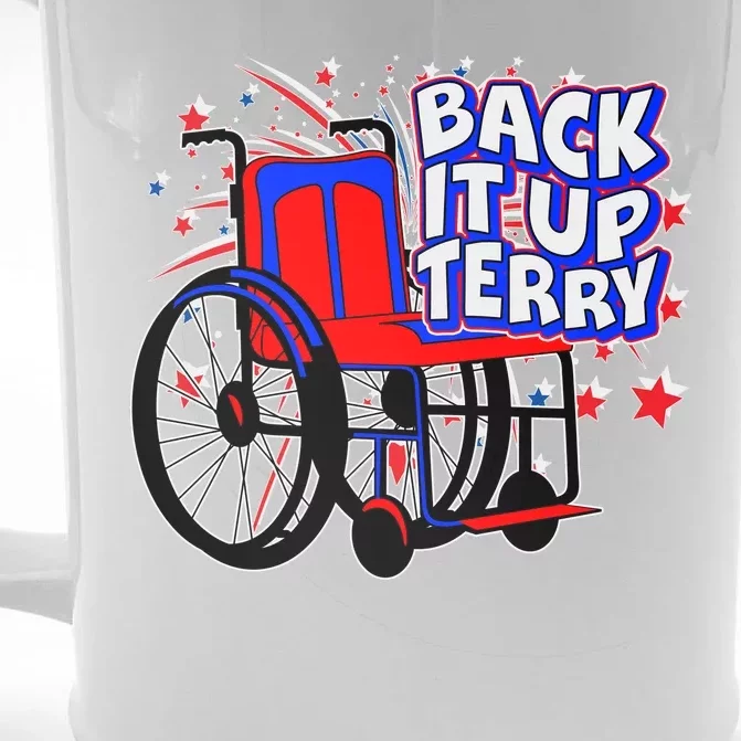 Back It Up Terry Fireworks Wheelchair Front & Back Beer Stein