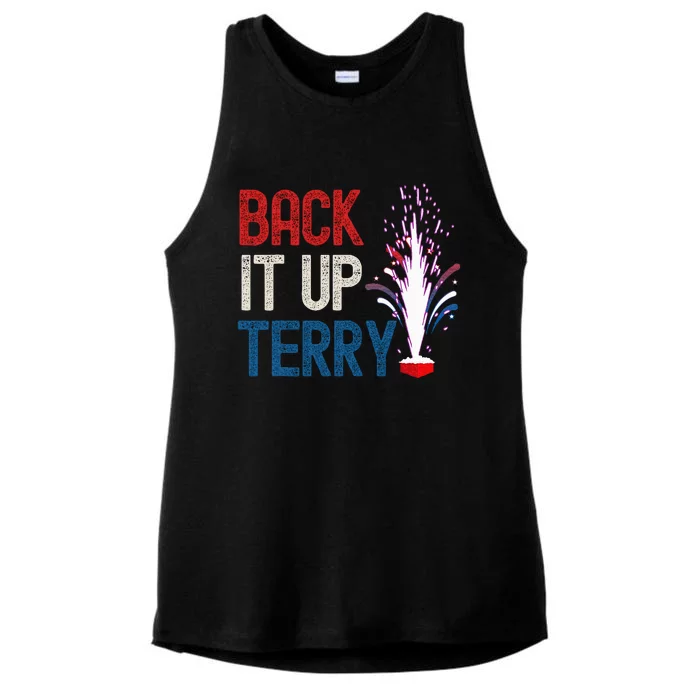 Back It Up Terry 4th Of July Funny Back It Up Terry Ladies Tri-Blend Wicking Tank