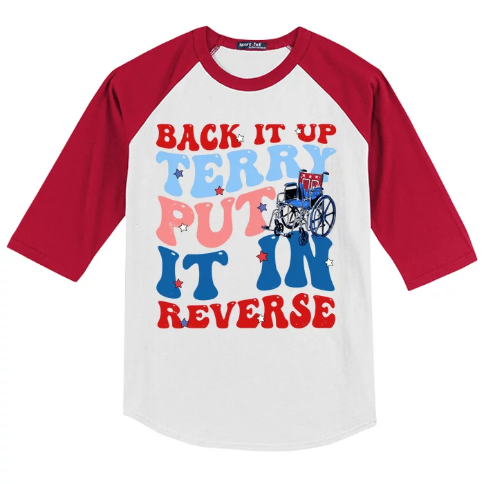 Back It Up Terry Put It In Reverse Funny 4th Of July Kids Colorblock Raglan Jersey