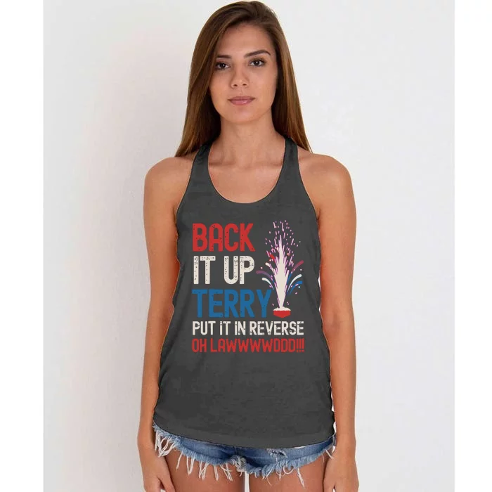 Back It Up Terry 4th Of July Funny Back It Up Terry Women's Knotted Racerback Tank