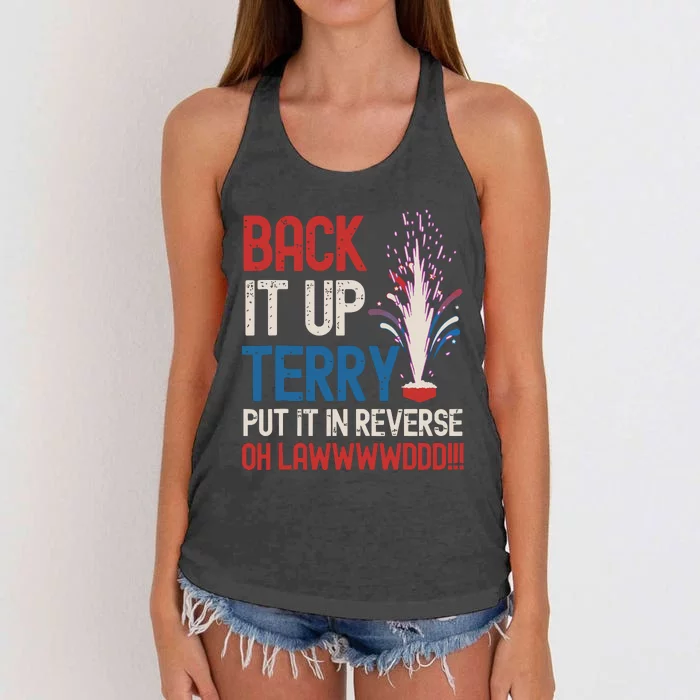 Back It Up Terry 4th Of July Funny Back It Up Terry Women's Knotted Racerback Tank