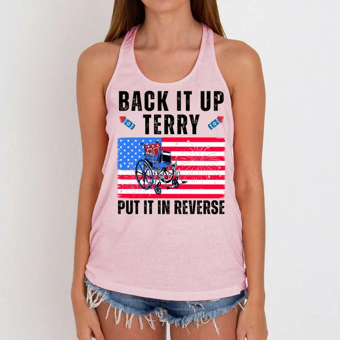 Back It Up Terry Put It In Reverse 4th Of July Usa Women's Knotted Racerback Tank