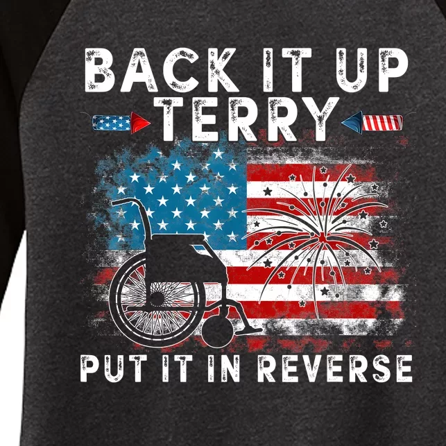 Back It Up Terry Put It In Reverse Firework 4th Of July Women's Tri-Blend 3/4-Sleeve Raglan Shirt