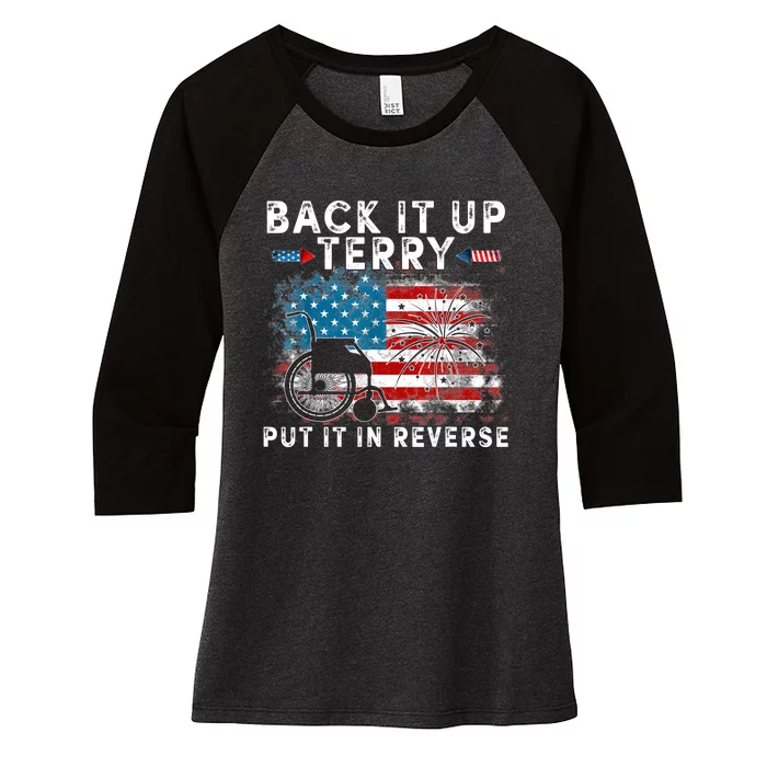 Back It Up Terry Put It In Reverse Firework 4th Of July Women's Tri-Blend 3/4-Sleeve Raglan Shirt