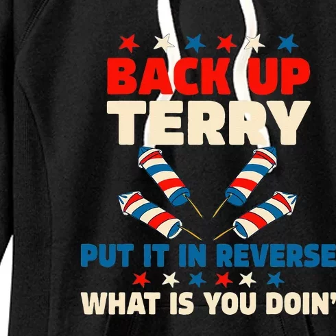 Back It Up Terry Put It In Reverse July 4th Fireworks Terry Women's Fleece Hoodie