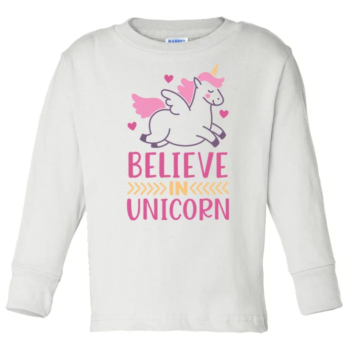 Believe In Unicorn Toddler Long Sleeve Shirt