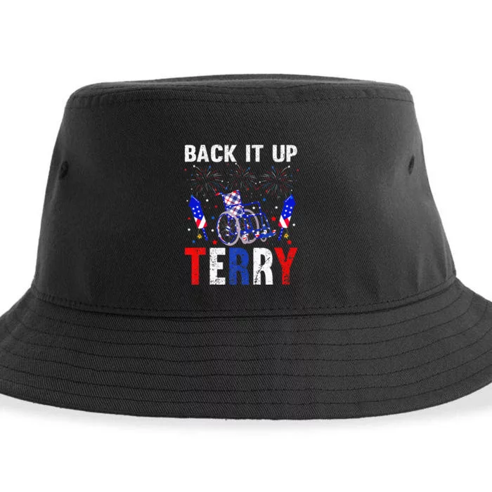 back it up terry 4th of july firework american flag Sustainable Bucket Hat