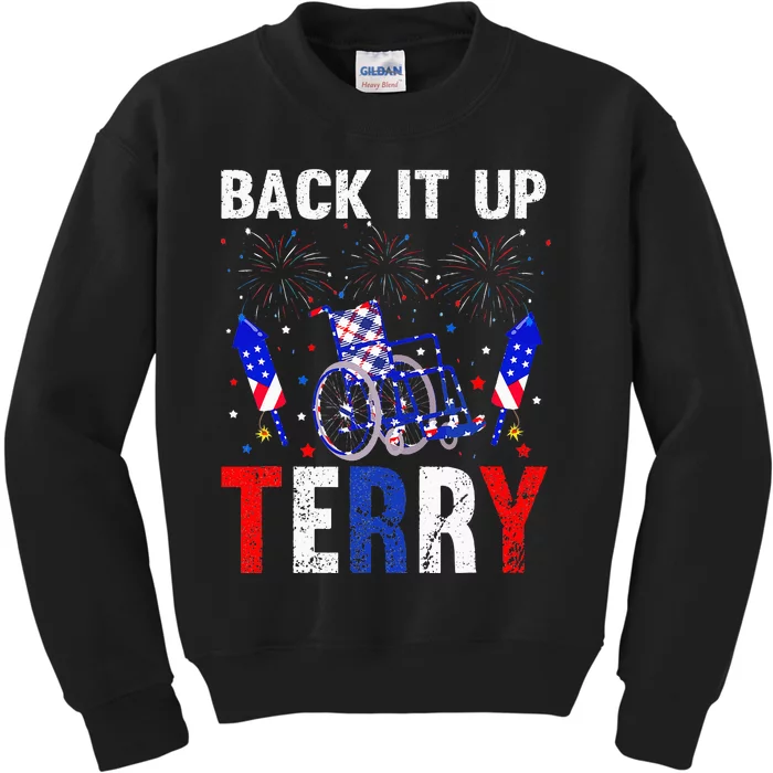 back it up terry 4th of july firework american flag Kids Sweatshirt