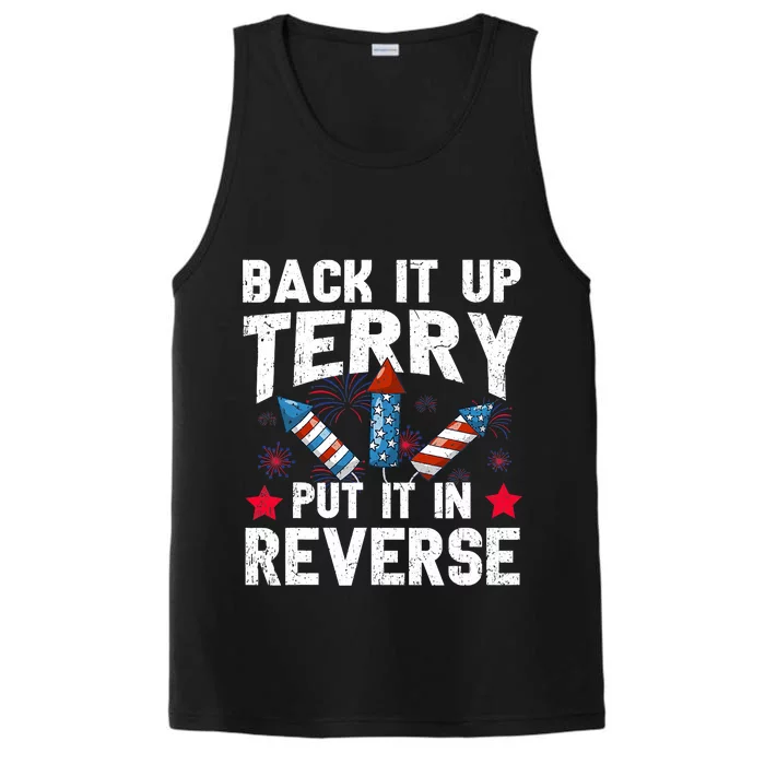 Back It Up Terry Put It In Reverse Firework Flag 4th Of July Performance Tank