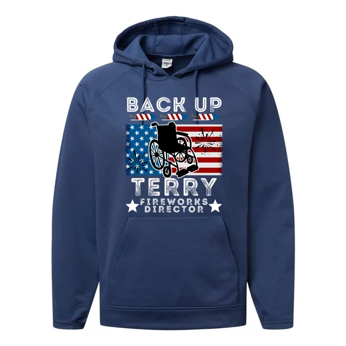 Back It Up Terry 4th Of July Put It In Reverse Fireworks Gift Performance Fleece Hoodie