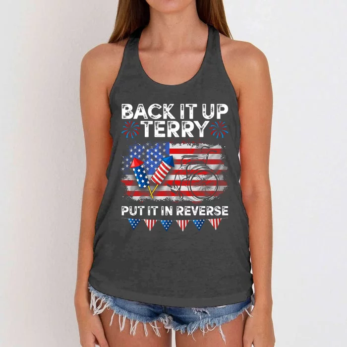 Back It Up Terry Put It In Reverse Firework 4th Of July Women's Knotted Racerback Tank