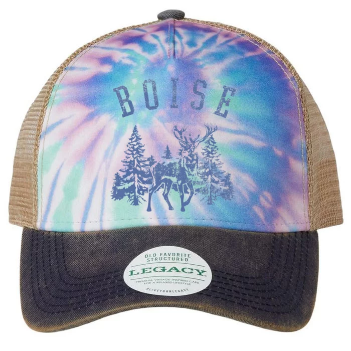 Boise Idaho Vintage Deer Outdoors Graphic Legacy Tie Dye Trucker Hat