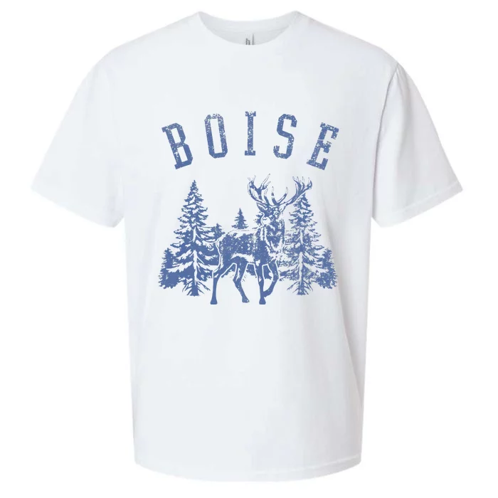 Boise Idaho Vintage Deer Outdoors Graphic Sueded Cloud Jersey T-Shirt