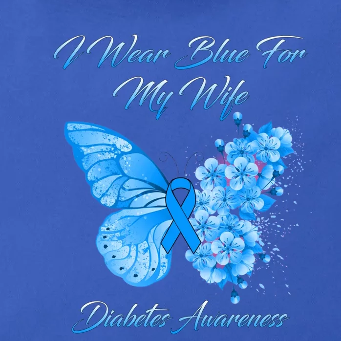 Butterfly I Wear Blue For My Wife Diabetes Awareness Gift Zip Tote Bag