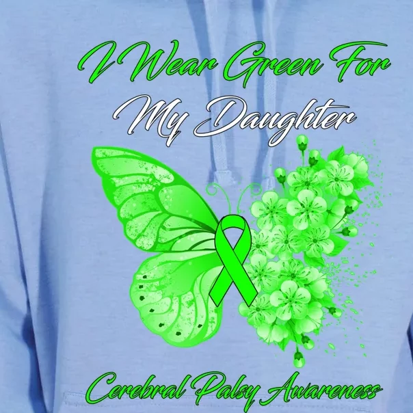 Butterfly I Wear Green For My Daughter Cerebral Palsy Funny Gift Unisex Surf Hoodie