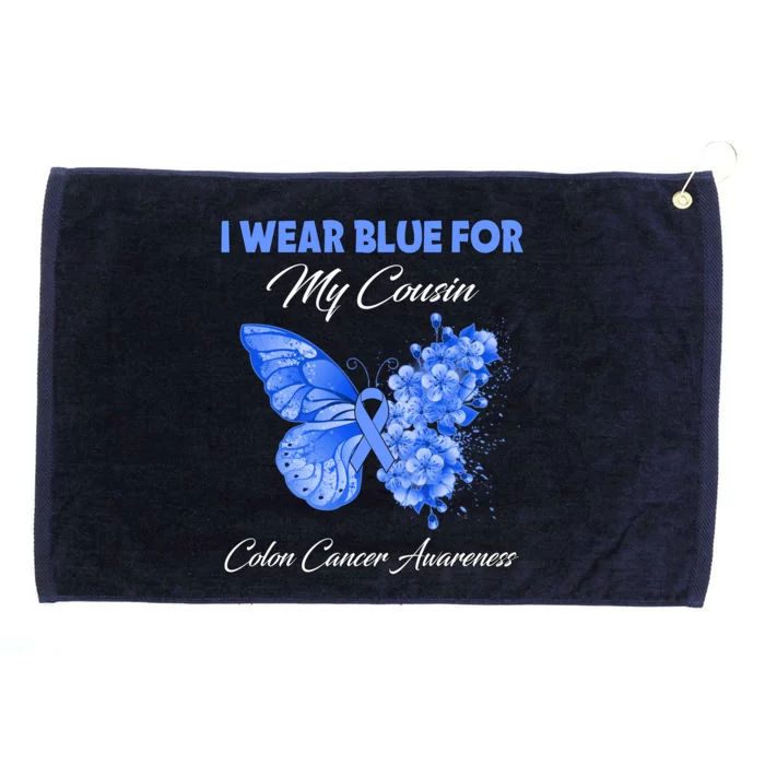 Butterfly I Wear Blue For My Cousin Colon Cancer Awareness Meaningful Gift Grommeted Golf Towel