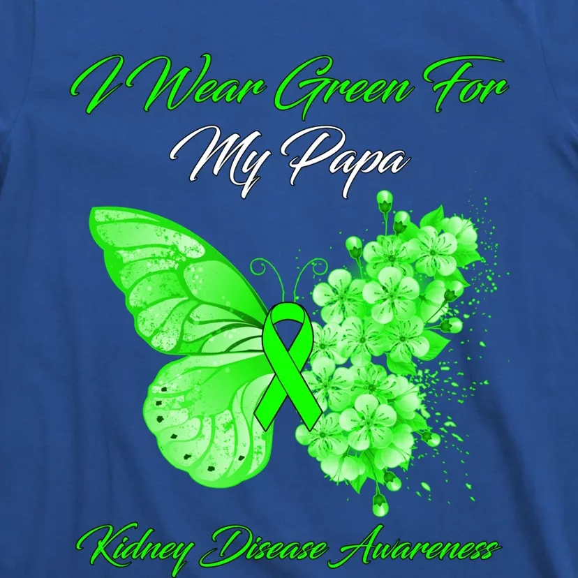 Butterfly I Wear Green For My Papa Ney Disease Awareness Gift T-Shirt