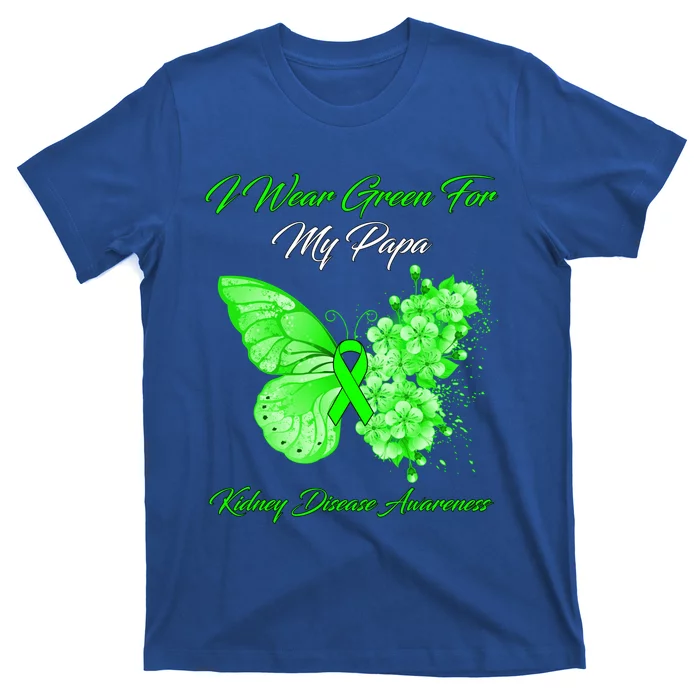 Butterfly I Wear Green For My Papa Ney Disease Awareness Gift T-Shirt