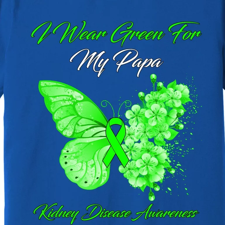 Butterfly I Wear Green For My Papa Ney Disease Awareness Gift Premium T-Shirt