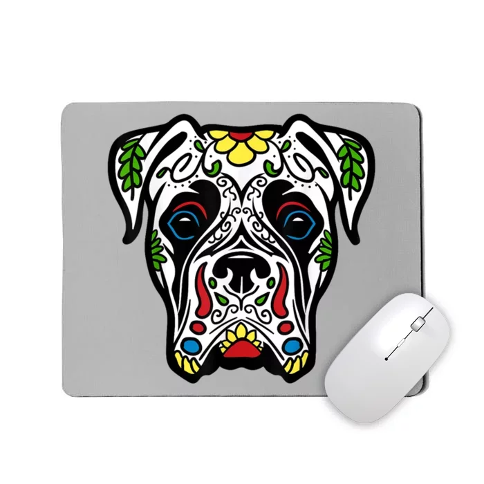 Boxer In White Dead Sugar Skull Dog Gift Mousepad