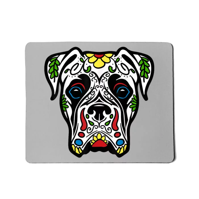 Boxer In White Dead Sugar Skull Dog Gift Mousepad