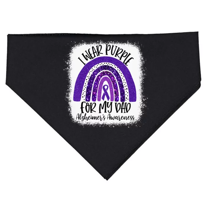 Bleached I Wear Purple For My Dad Alzheimers Awareness Gift USA-Made Doggie Bandana