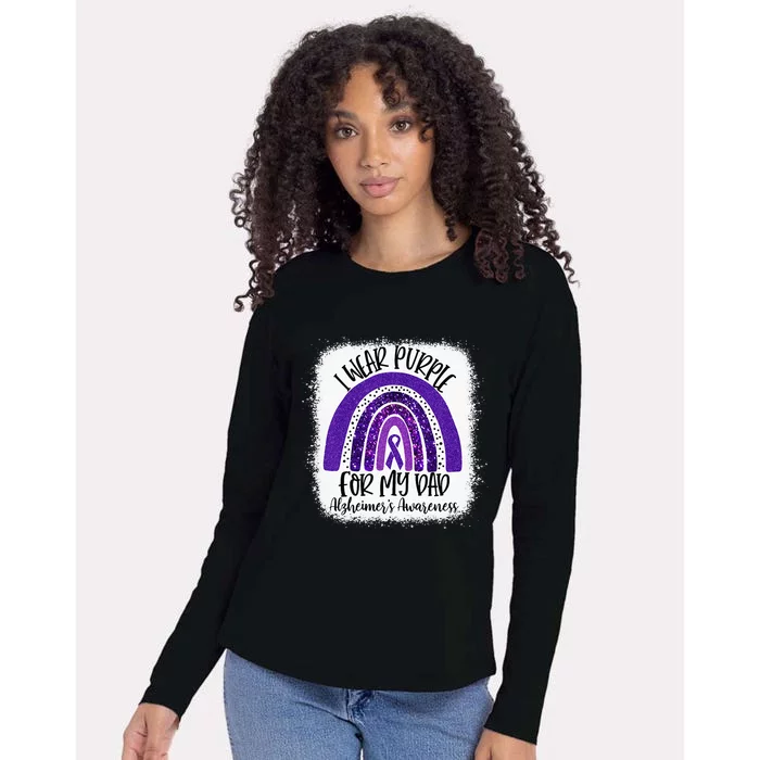 Bleached I Wear Purple For My Dad Alzheimers Awareness Gift Womens Cotton Relaxed Long Sleeve T-Shirt