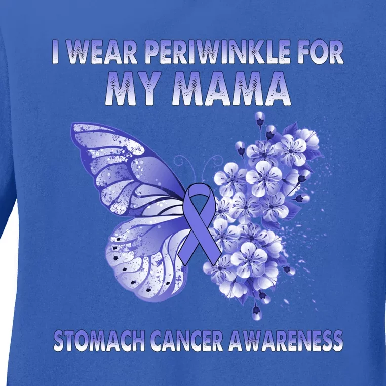 Butterfly I Wear Periwinkle For My Mama Stomach Cancer Gift Ladies Long Sleeve Shirt