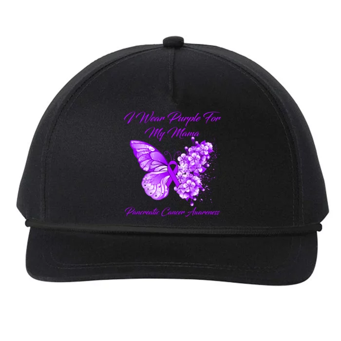 Butterfly I Wear Purple For My Mama Pancreatic Cancer Gift Snapback Five-Panel Rope Hat