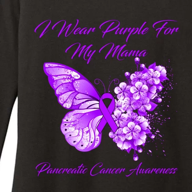 Butterfly I Wear Purple For My Mama Pancreatic Cancer Gift Womens CVC Long Sleeve Shirt