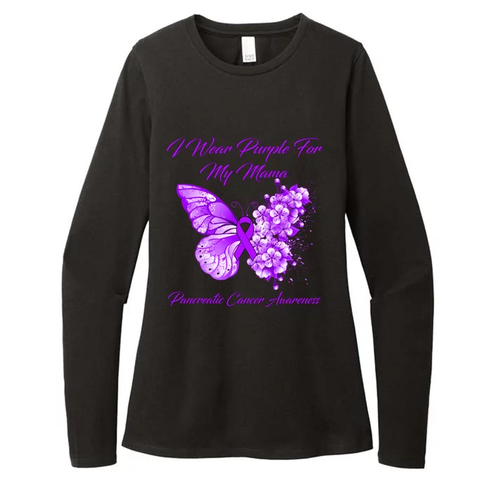 Butterfly I Wear Purple For My Mama Pancreatic Cancer Gift Womens CVC Long Sleeve Shirt