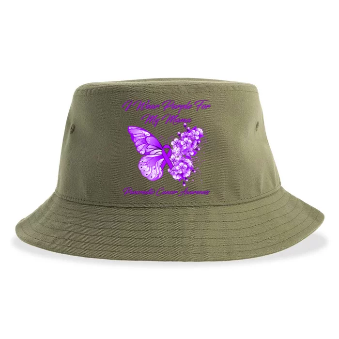 Butterfly I Wear Purple For My Mama Pancreatic Cancer Gift Sustainable Bucket Hat