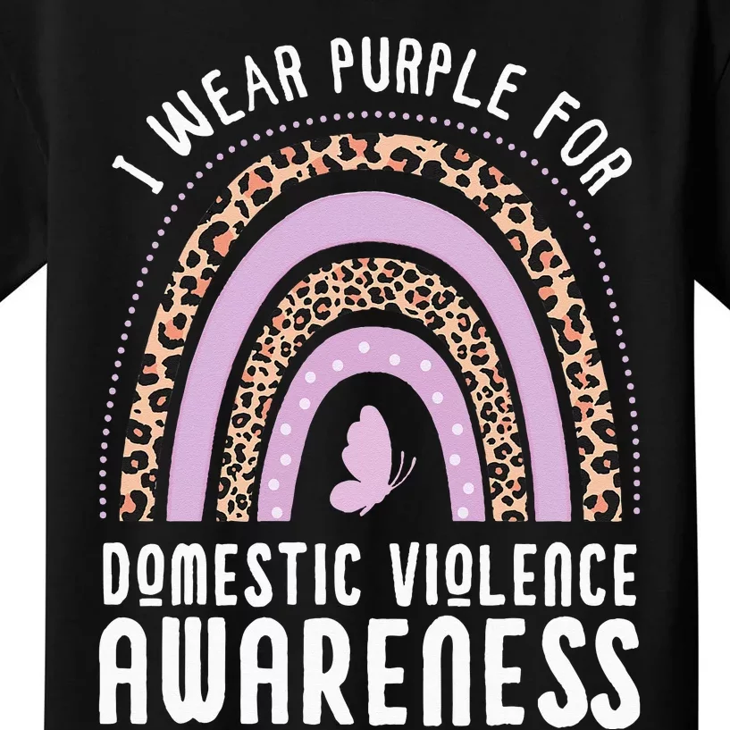 Butterfly I Wear Purple For Domestic Violence Awareness Kids T-Shirt