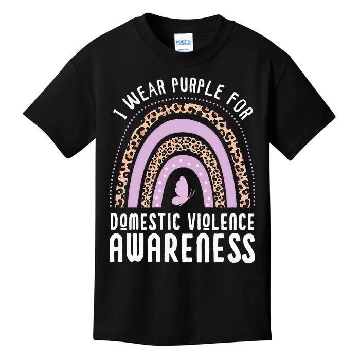 Butterfly I Wear Purple For Domestic Violence Awareness Kids T-Shirt