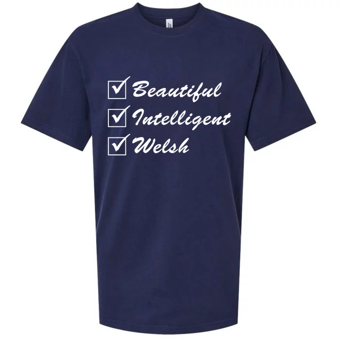 Beautiful Intelligent Welsh Gift Sueded Cloud Jersey T-Shirt