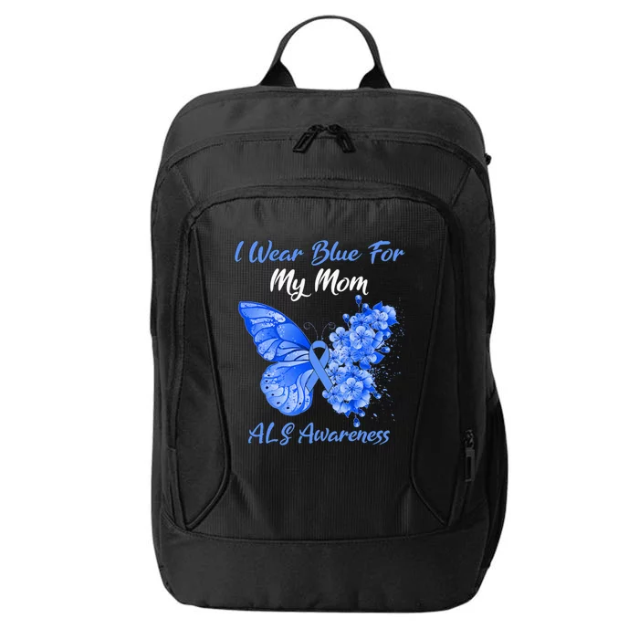 Butterfly I Wear Blue For My Mom ALS Awareness City Backpack